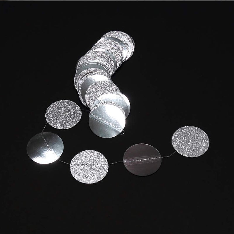 Decor365 Glitter Silver Circle Garland Party Decorations Paper Circle Dots Streamers Banner Backdrop for Baby Showers Bachelorette Birthday Christmas NYE Graduation Bridal Shower Party Decor - Image 2
